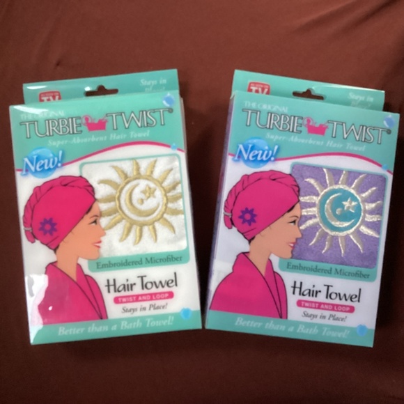 The Original Turbie Twist Super-Absorbent Hair Towel Bundle of 2 NEW - Picture 8 of 9